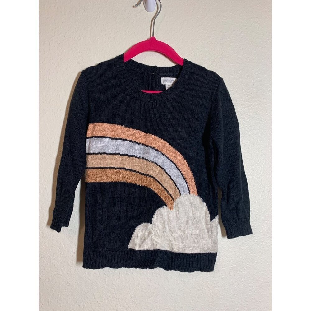 NWT Gymboree Knit Sweater Rainbow Crew Neck Cozy Black Girls Size 2T